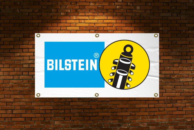 Bilstein custom banner, custom design banner, garage banner